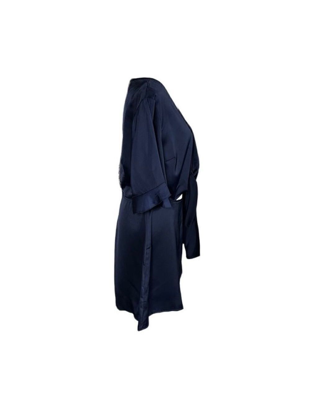 Missguided Tie Front Cutout Satin Navy Blue Shorts Romper Sz 8 - Picture 3 of 16